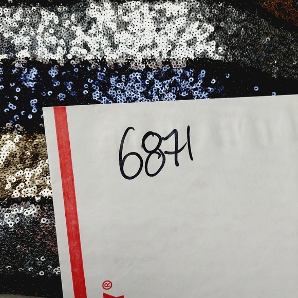 XTAREN Blue Gold Silver Striped Sequin Long Sleeve Evening Formal Dress P6871 - Picture 8 of 8